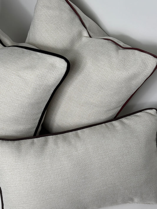 Keten, Bordo Suni Deri Kırlent Kılıfı