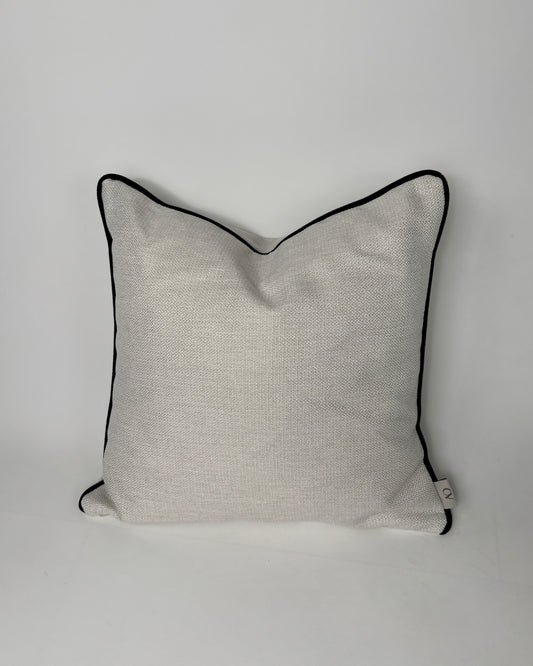 Keten Kumaş Siyah Biyeli Kırlent Kılıfı