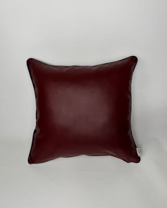 Bordo Suni Deri Kırlent Kılıfı